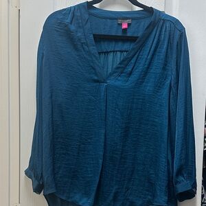 Vince Camuto Deep Blue V-Neck Blouse